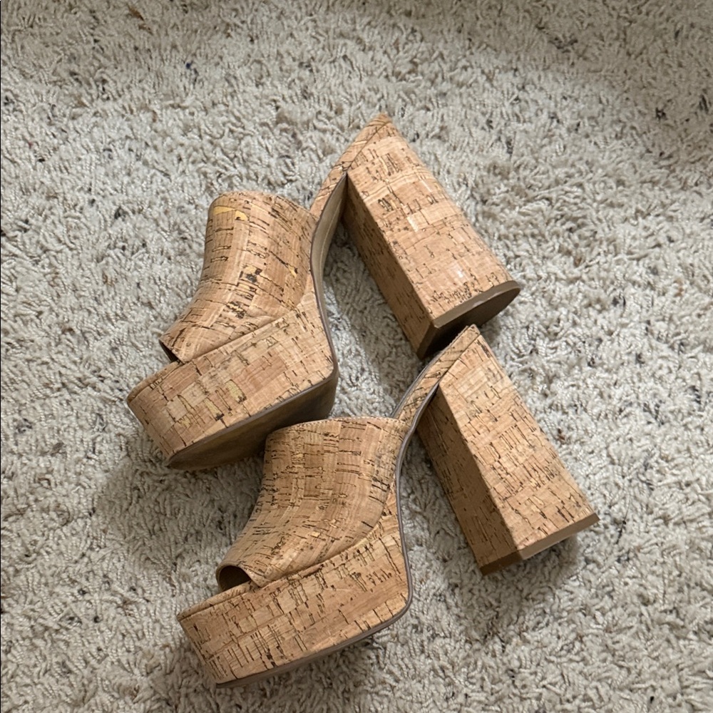 Steve Madden Cork Slide Mules - Natural Tan - Picture 3 of 6